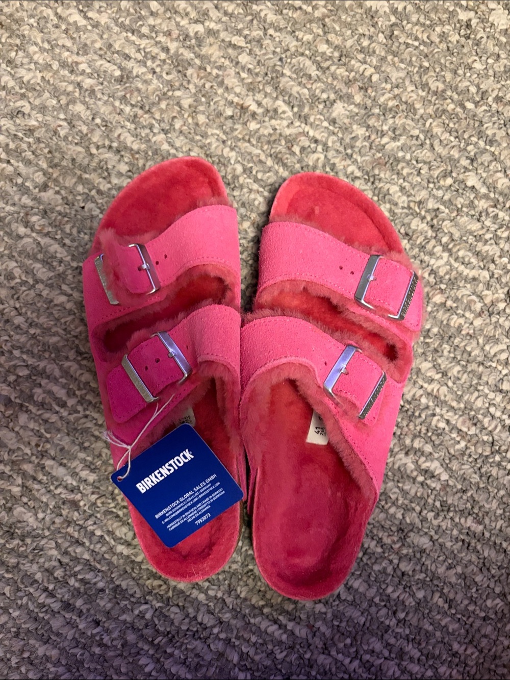 Birkenstock Pink Suede Double-Buckle Slide Sandals